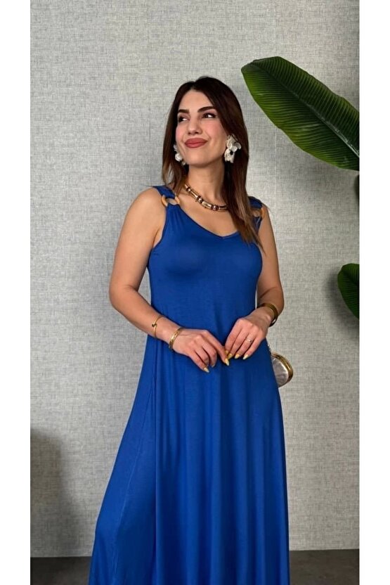 Kadın çan Dokuma Kumaş V Yaka Asimetrik Kesim Elbise