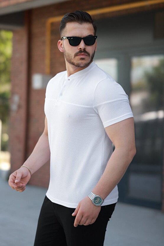 Modavera Erkek Hakim Yakalı Kısa Kollu Pamuklu T-shirt