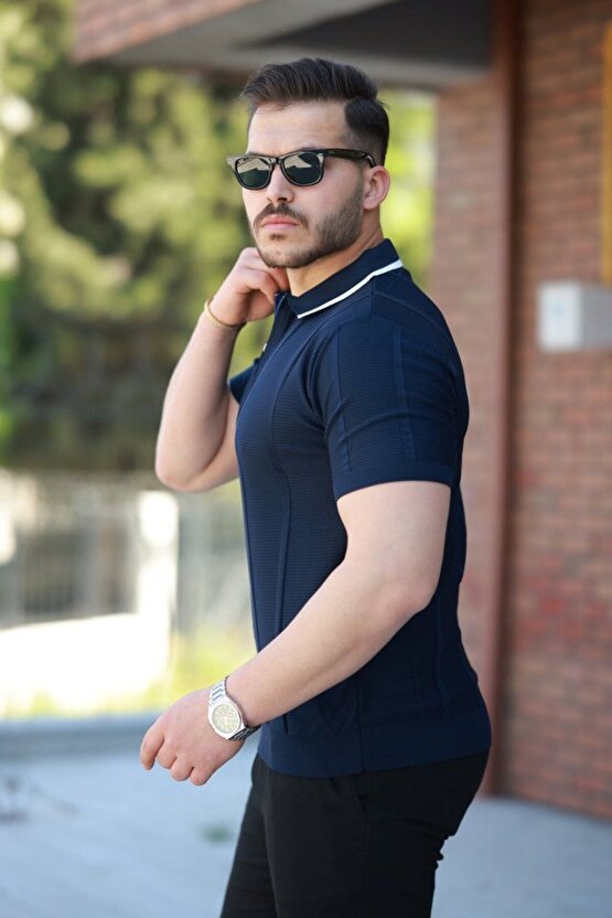 Gelirr Erkek Yakalı Fermuarlı Kısa Kollu T-shirt