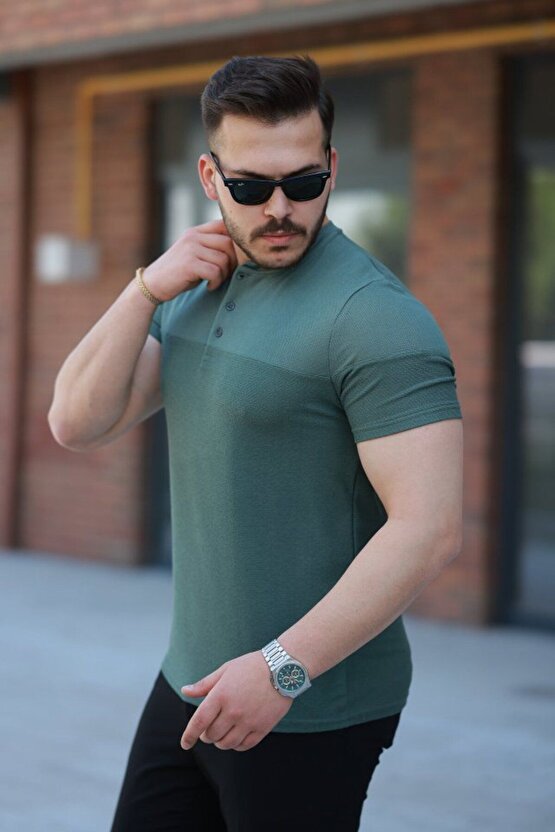Moda Shop & Butik Erkek Hakim Yakalı Kısa Kollu Pamuklu T-shirt