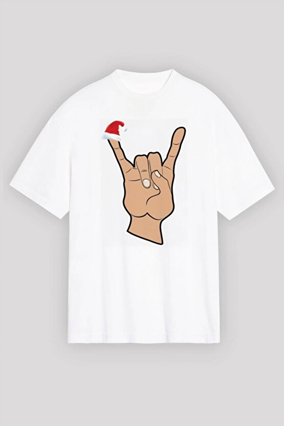 Myterrax Noel Başlıklı Serçe Parmak T-shirt - Beyaz