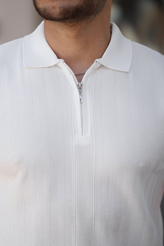 Myterrax Erkek Yakası Fermuarlı Kısa Kollu T-shirt