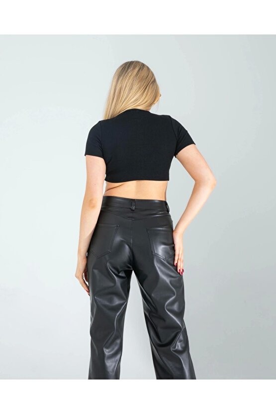 Siyah Fitilli Kaşkorse Mini Bluz