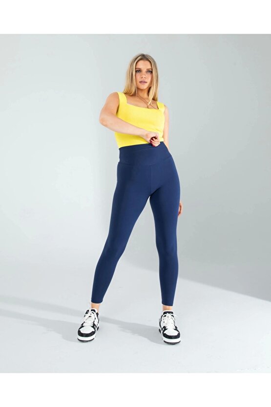 Sarı Kare Yaka Kalın Askı Triko Crop Bluz