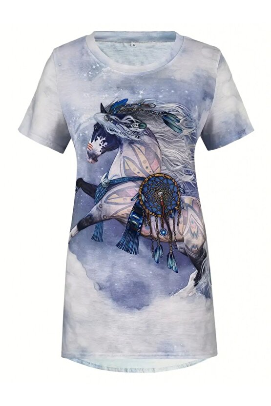 Kadın Kısa Kollu Bisiklet Yaka Salaş Süprem Bluz