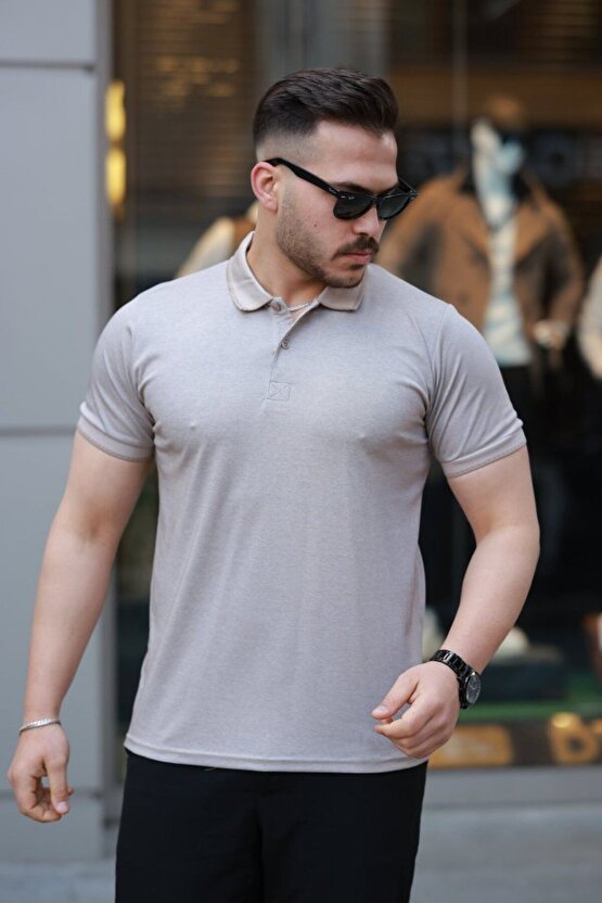 Myterrax Erkek Yakalı Kagi Kumaş Kısa Kollu T-shirt