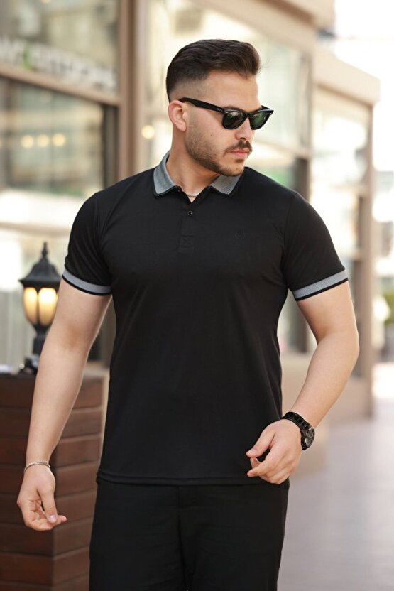 Moda Shop & Butik Erkek Yakalı Kagi Kumaş Kısa Kollu T-shirt
