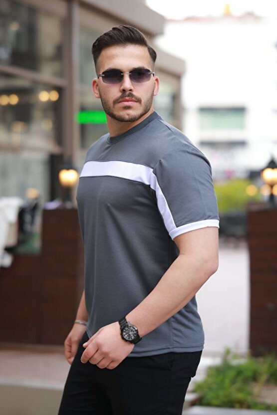 Myterrax Erkek Şerit Detaylı Kısa Kollu T-shirt
