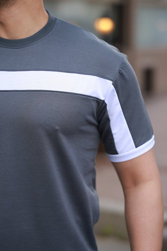 Myterrax Erkek Şerit Detaylı Kısa Kollu T-shirt