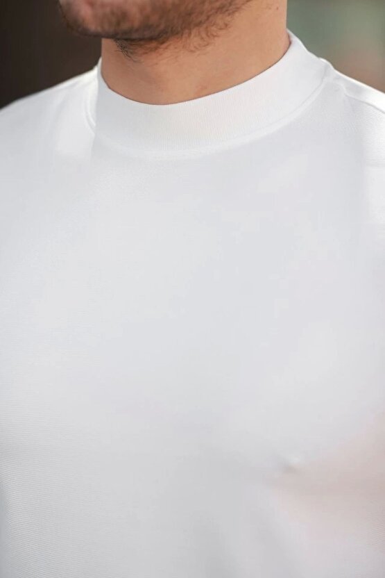 Erkek Ince Çizgi Dokulu Kısa Kollu T-shirt