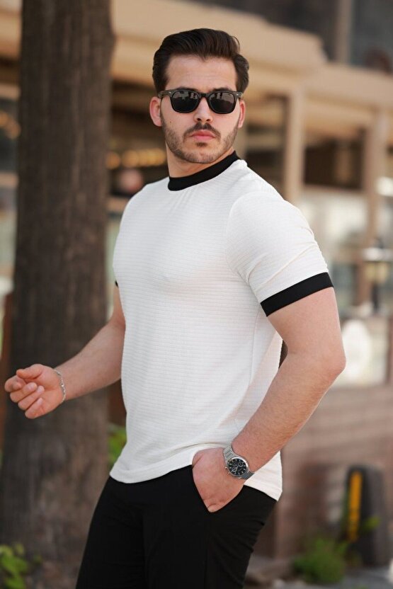 Gelirr Erkek Bisiklet Yaka Örme Pamuklu Kumaş Kısa Kollu T-shirt