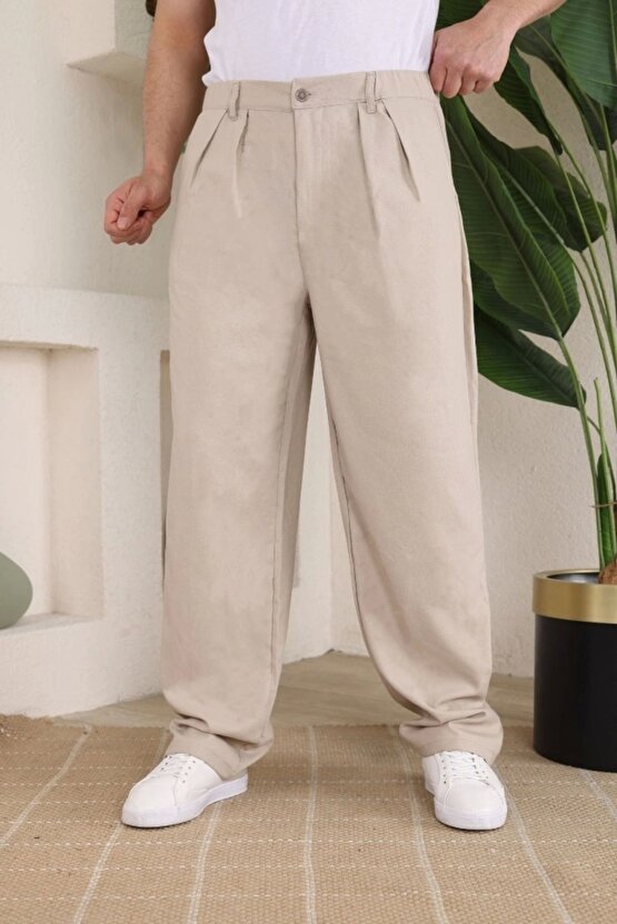 eyesof Erkek Beli Lastikli Pileli Baggy Pantolon