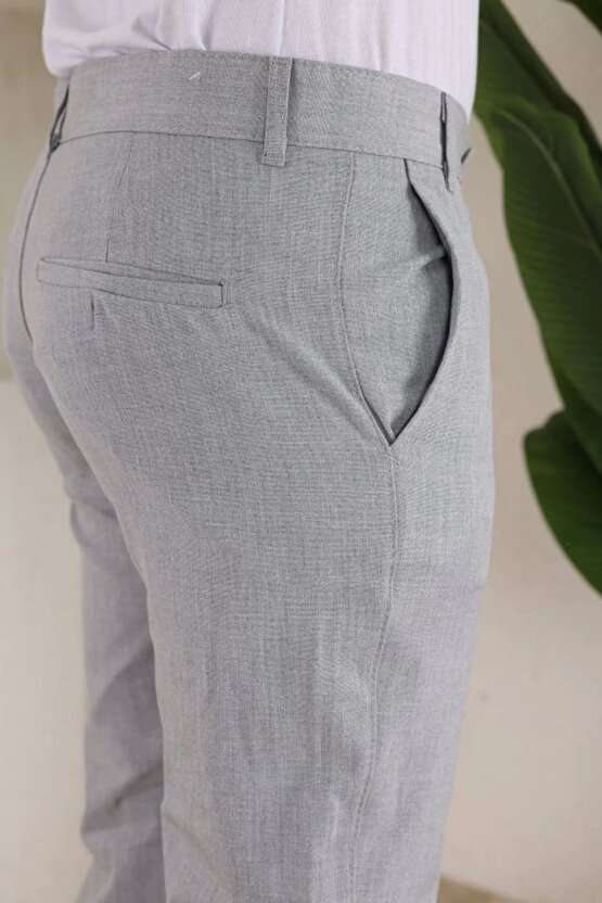 Erkek Slim Fit Likralı Bilek Boy Dilli Kumaş Pantolon