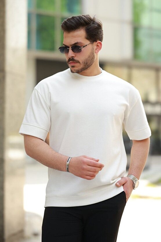Moda Shop & Butik Erkek Basic Oversize Double Face Kumaş Kısa Kollu Tshirt
