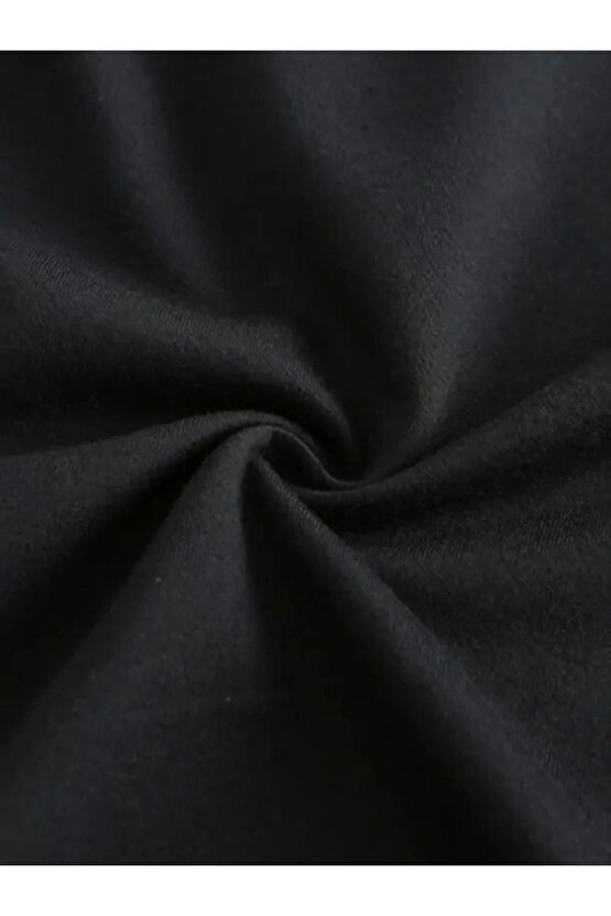 Baskılı Oversize Bisiklet Yaka T-shirt - Siyah