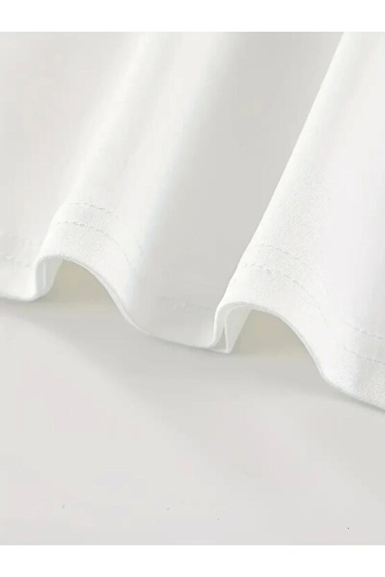 eyesof New York Baskılı Oversize Bisiklet Yaka T-shirt - Beyaz