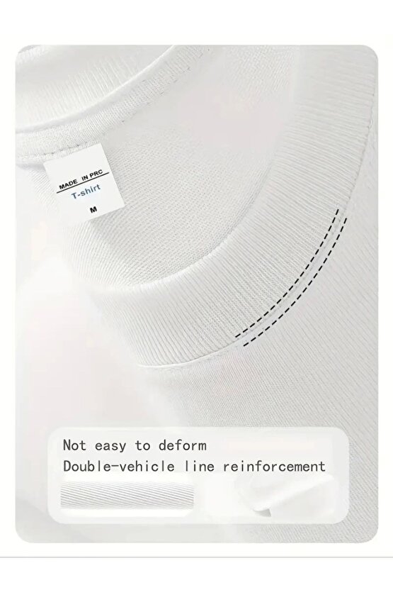 Baskılı Oversize Bisiklet Yaka T-shirt - Beyaz