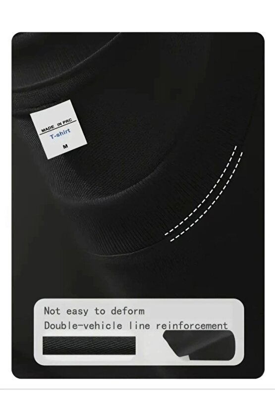 Baskılı Oversize Bisiklet Yaka T-shirt - Siyah