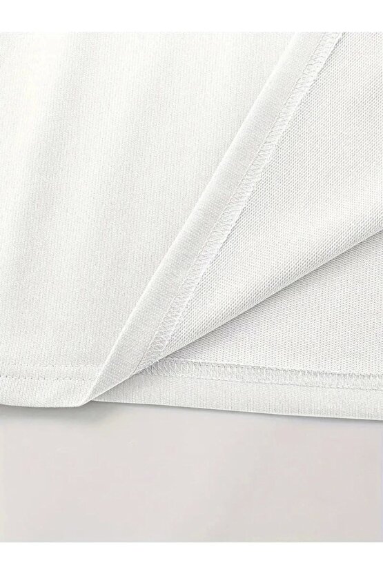 Baskılı Oversize Bisiklet Yaka T-shirt - Beyaz