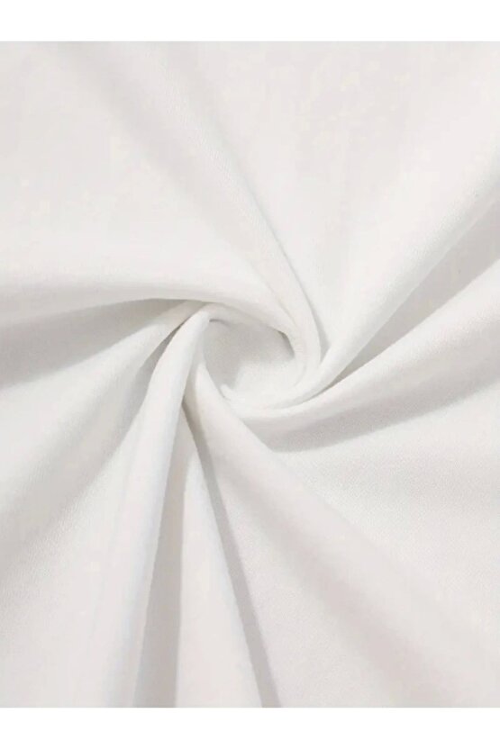 Baskılı Oversize Bisiklet Yaka T-shirt - Beyaz