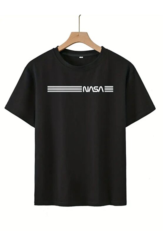 Myterrax Erkek Kısa Kollu Nasa Baskı Bisiklet Yaka T-shirt