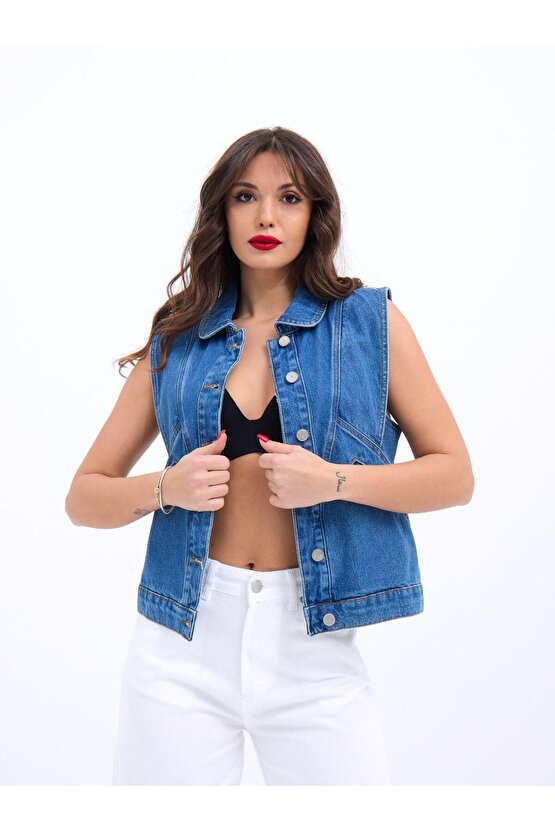 Moda Shop & Butik 6778 Kot Yelek-mavi