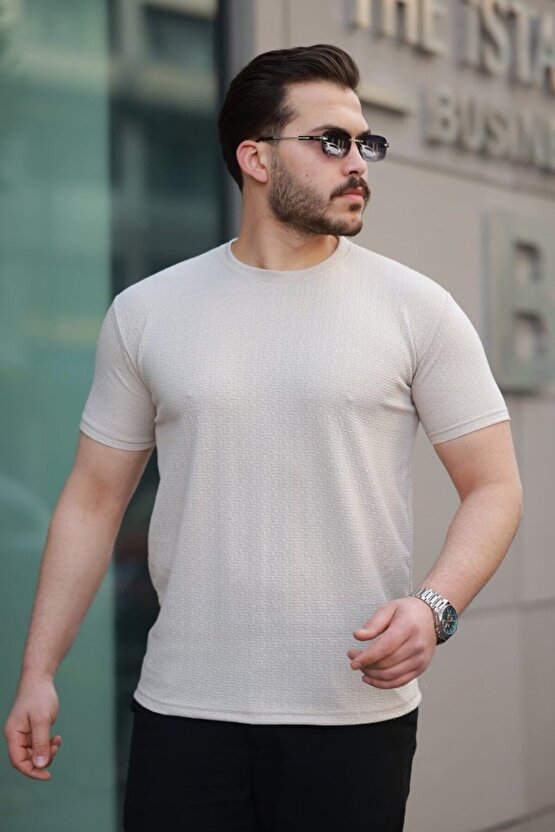 Myterrax Erkek Kısa Kollu Zigzag Desenli T-shirt
