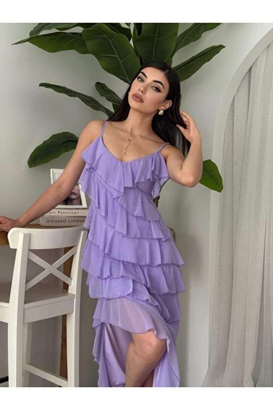 Ples Yırtmaç Detaylı Elbise