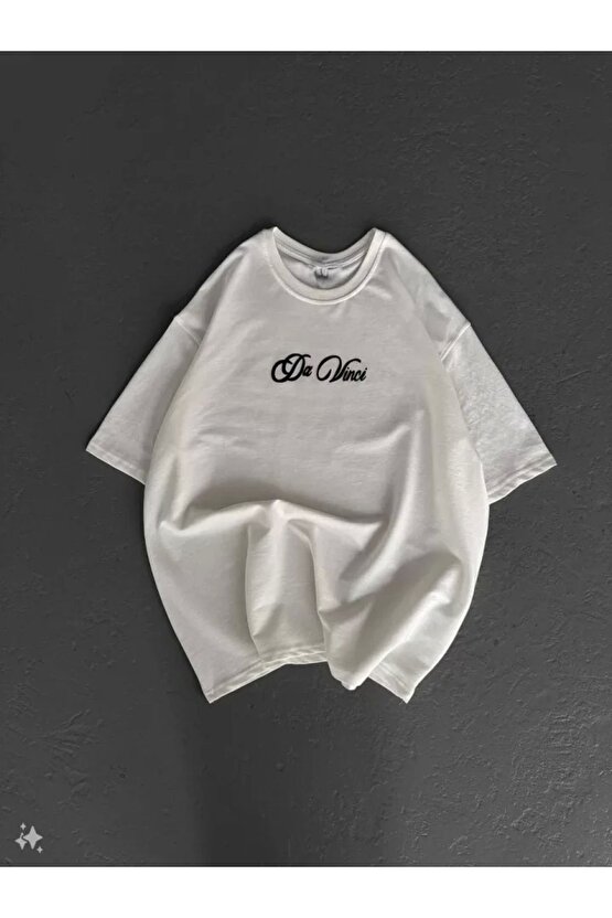 Unisex Baskılı Oversize T-Shirt - Beyaz
