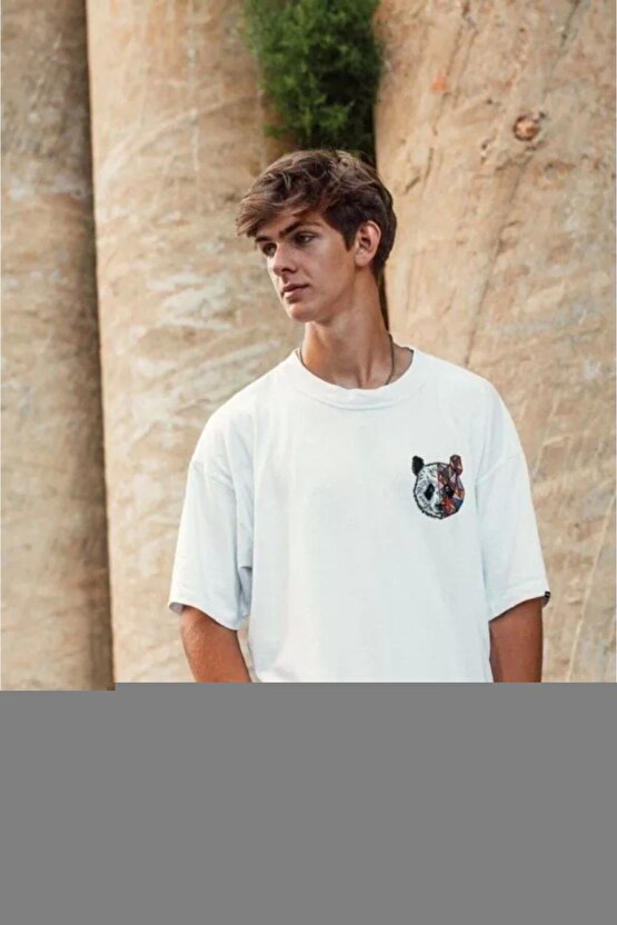 Unisex Baskılı Oversize T-Shirt - Siyah