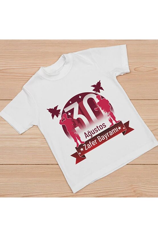 Myterrax 30 Ağustos Unisex Baskılı T-shirt - Beyaz
