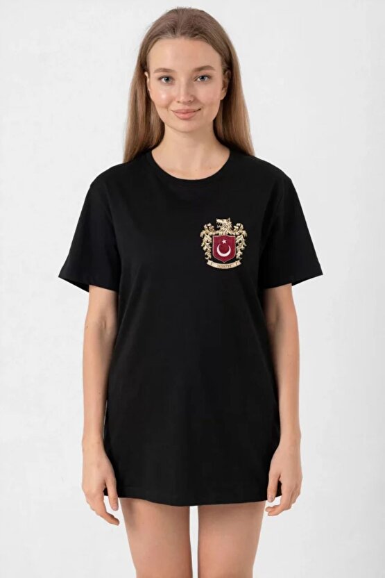 Gelirr Türk Arma Baskı T-shirt - Siyah