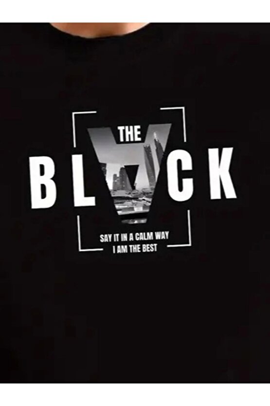 Erkek Uzun Kollu Bisiklet Yaka Black Logolu Iki Iplik Bluz