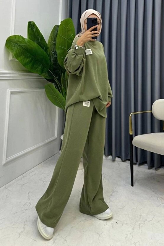 İnt Klasik Fitilli Kazak Ve Pantolon Takım