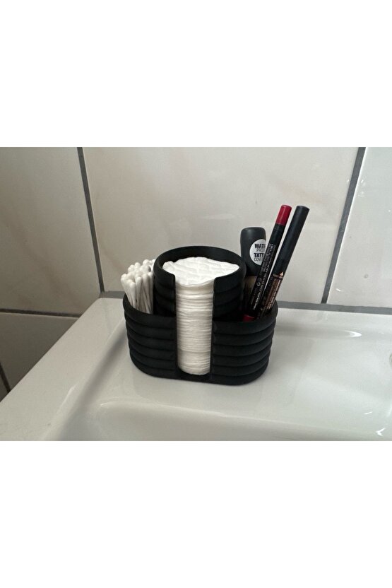 Pamuk ve Kulak Çubuğu Düzenleyici Kaliteli Şık Banyo Organizer