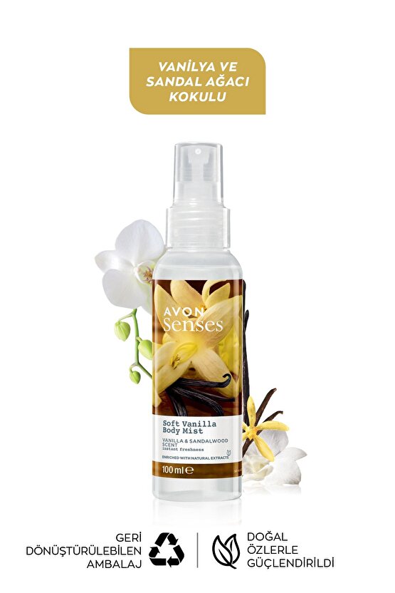 Soft Vanilla Vanilya ve Sandal Ağacı Kokulu Vücut Spreyi 100 Ml. Üçlü Set