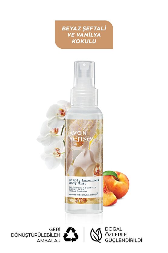 Simply Luxurious Beyaz Şeftali ve Vanilya Orkide Kokulu Vücut Spreyi 100 Ml. Üçlü Set
