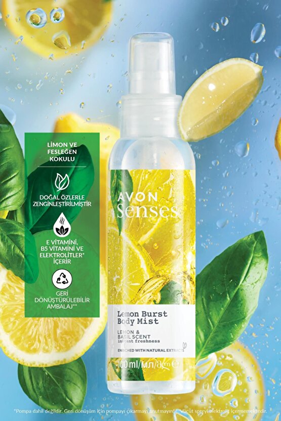 Senses Lemon Burst Limon ve Reyhan Kokulu Vücut Spreyi 100 Ml.