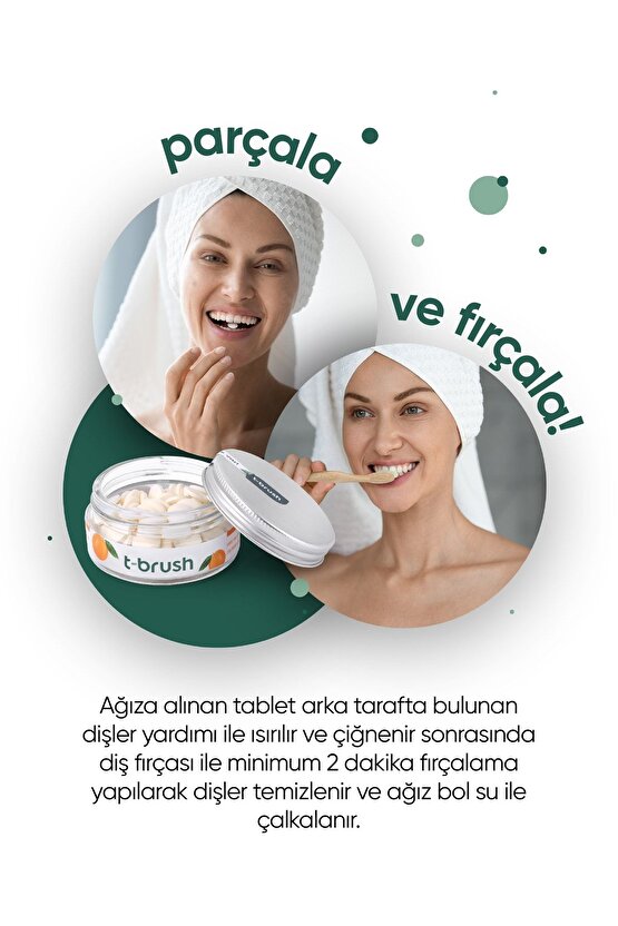 Portakallı Doğal Diş Macunu Tableti - Florürlü - Glutensiz - Vegan - 90 Tablet