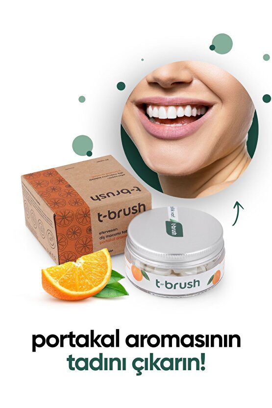 Portakallı Doğal Diş Macunu Tableti - Florürlü - Glutensiz - Vegan - 90 Tablet