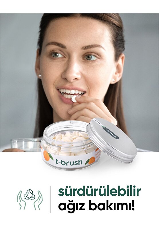 Portakallı Doğal Diş Macunu Tableti - Florürlü - Glutensiz - Vegan - 90 Tablet