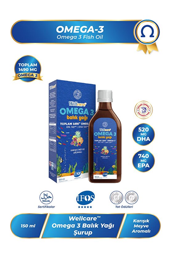 Omega 3 Karışık Meyve Aromalı Balık Yağı - 150 ML