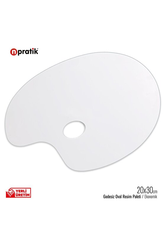 Sanatsal Oval Akrilik Düz Palet Yağlı Boya, Guaj Boya ve Akrilik Boya İçin İdeal 20 x 30 cm.
