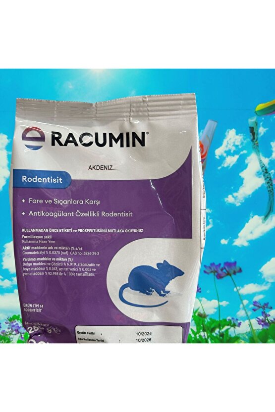 Envu Racumin Zehirli Buğday Fare Zehiri Sıçan Zehiri Fare Yemi Buğday 250 gr