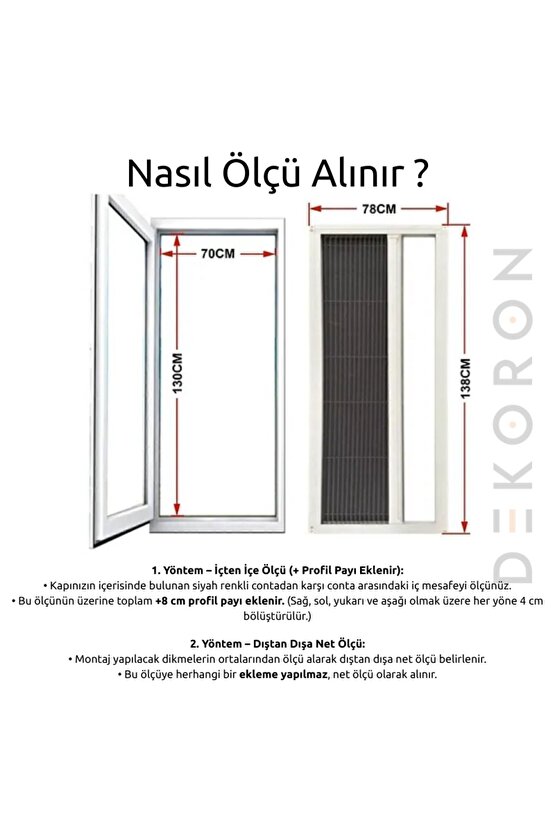 Plise Pileli Sürgülü Sineklik 0-90 X 0-210 Cm, Ahşap Kapı ,pimapen Kapı )pilise