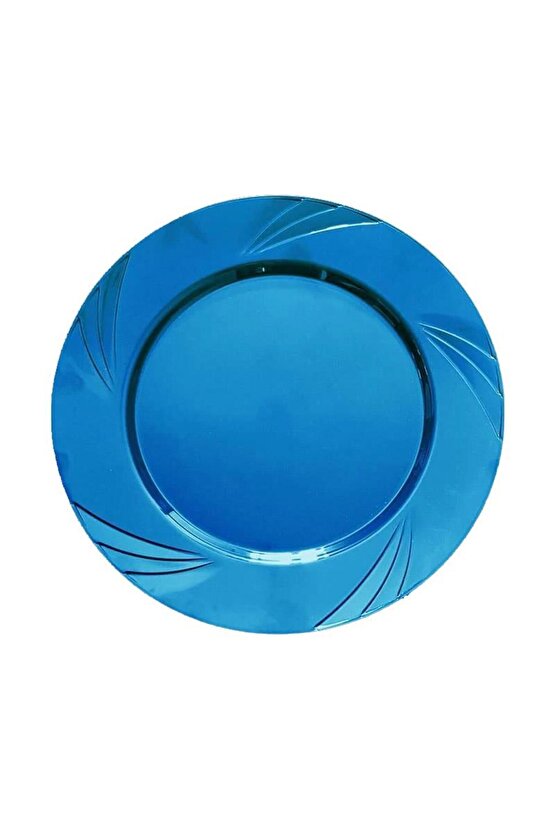 Kullan At Parti Davet Sunum Servis Plastik Sert Mika Tabak - 26 Cm. - Turkuaz - 6 Adetlik 5 Paket