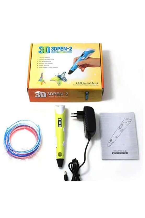 Adaptörlü 3d Yazıcı Sorelis 3d Kalem 3 Renk 3 Metre Hediye Filament Yazıcı Clnk