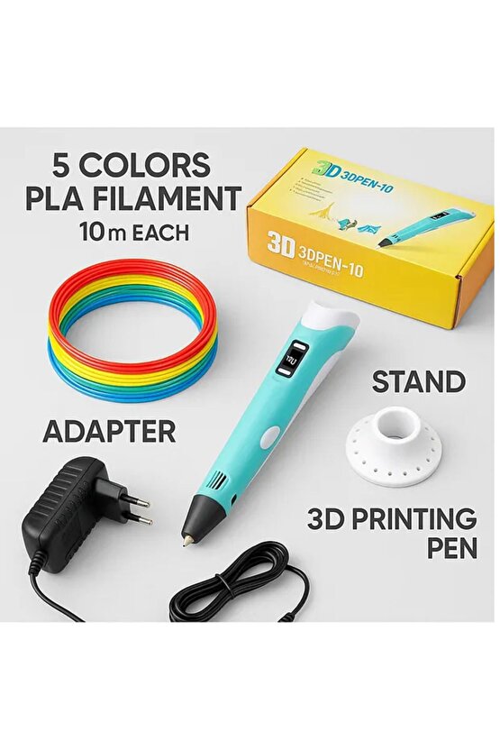 Adaptörlü 3d Yazıcı Sorelis 3d Kalem 3 Renk 3 Metre Hediye Filament Yazıcı Clnk