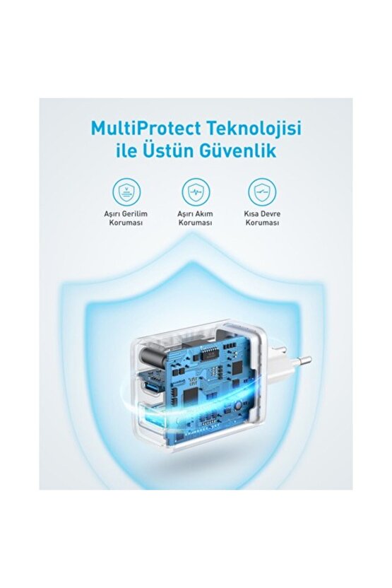 20W USB-C + USB-A Çift Portlu Şarj Cihazı - A2348 - Beyaz