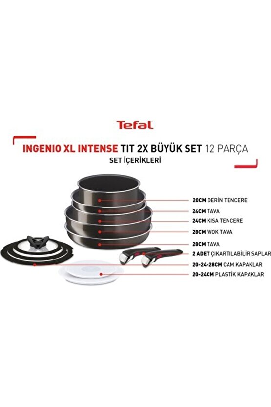 Titanyum 2X  Ingenio XL Intense 12 Parça Büyük Tava Tencere Seti - 2100129599